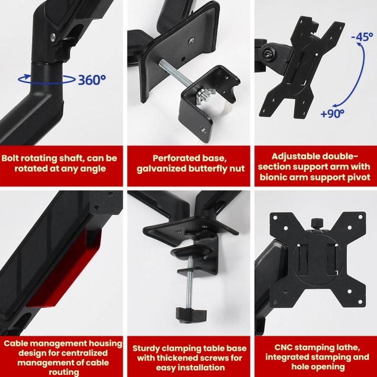 32-Inch Pneumatic Arm Dual-Screen Height-Adjustable Computer Monitor Stand - DY-02