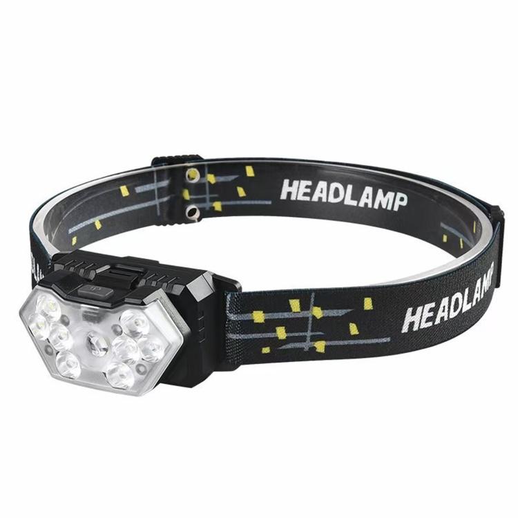 GY26 9LED Smart Motion-Sensor Headlamp, Outdoor COB Red Warning Waterproof Night Fishing Light, Style: Rechargeable
