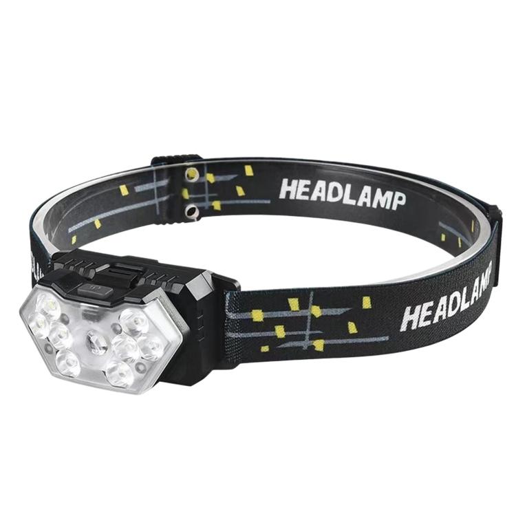 GY26 9LED Smart Motion-Sensor Headlamp, Outdoor COB Red Warning Waterproof Night Fishing Light, Style: Battery