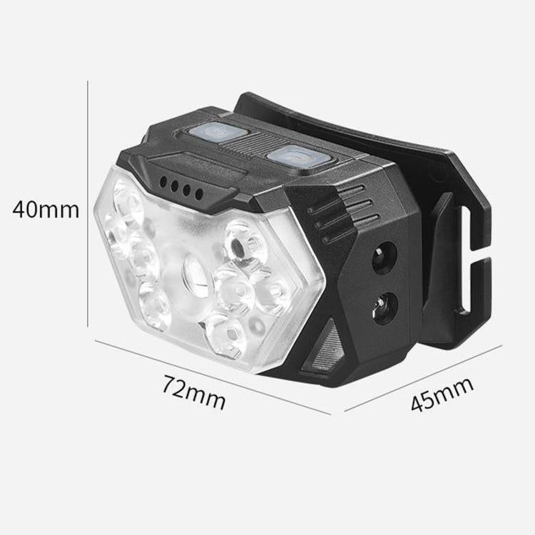 GY26 9LED Smart Motion-Sensor Headlamp, Outdoor COB Red Warning Waterproof Night Fishing Light, Style: Rechargeable