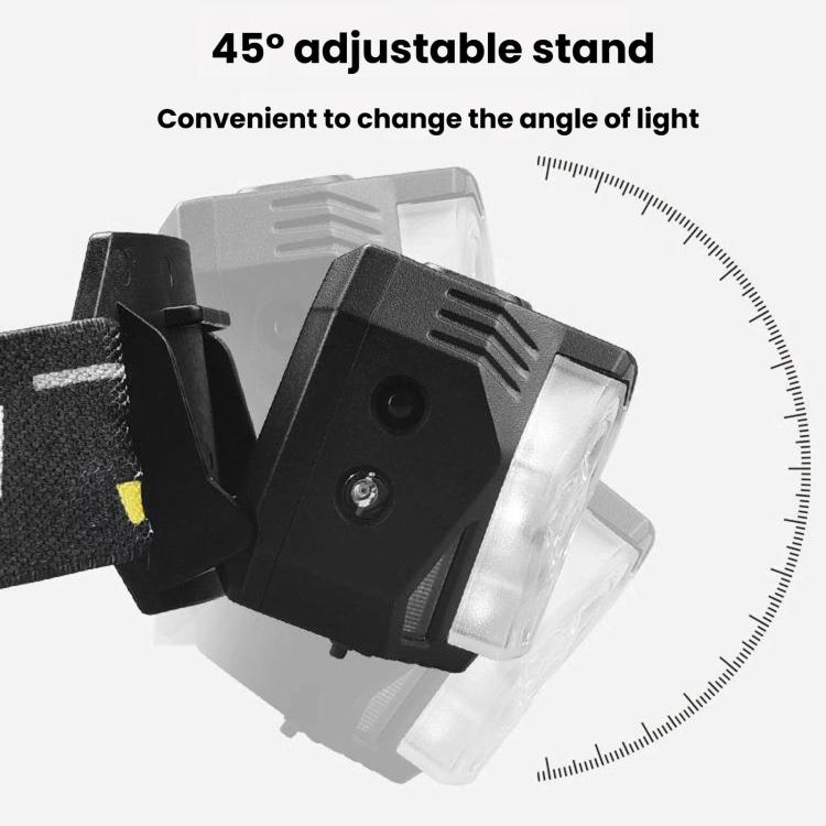 GY26 9LED Smart Motion-Sensor Headlamp, Outdoor COB Red Warning Waterproof Night Fishing Light, Style: Battery