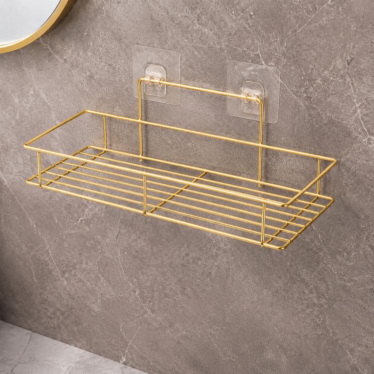 Iron Bathroom Storage Rack, Drill-Free Wall-Mounted Toilet Organizer, Size: Small