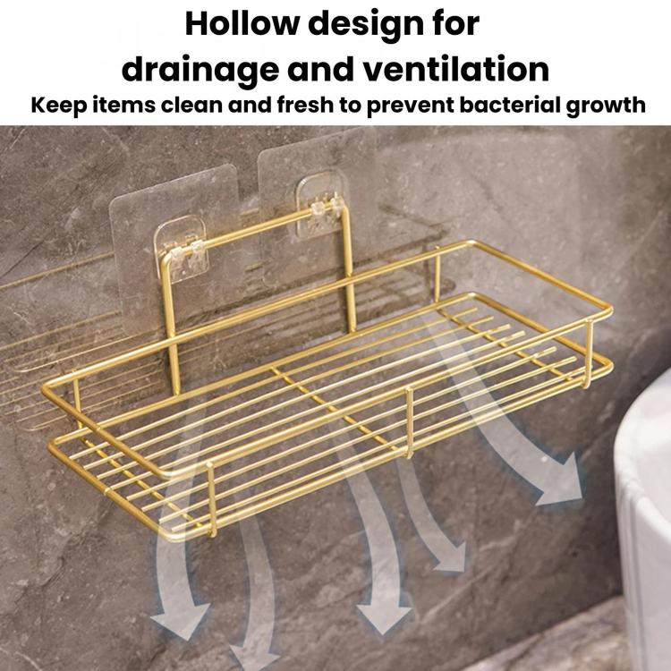 Iron Bathroom Storage Rack, Drill-Free Wall-Mounted Toilet Organizer, Size: Small