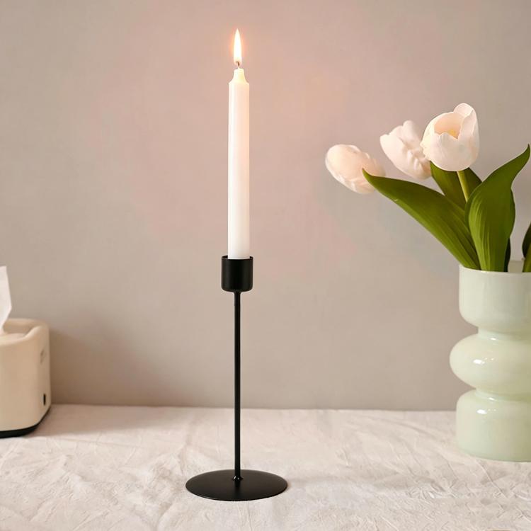 Iron Candlestick For Dining Room, Home Decorative Candlestick Ornament, Style: Hight Black