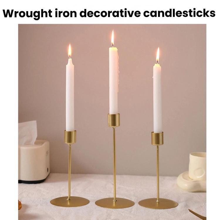 Iron Candlestick For Dining Room, Home Decorative Candlestick Ornament, Style: Low Black