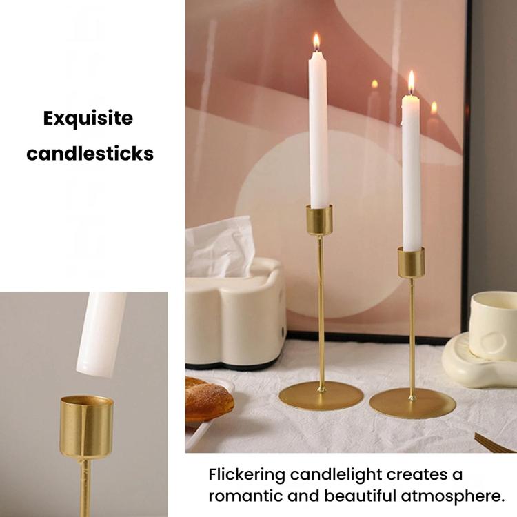 Iron Candlestick For Dining Room, Home Decorative Candlestick Ornament, Style: Low Gold