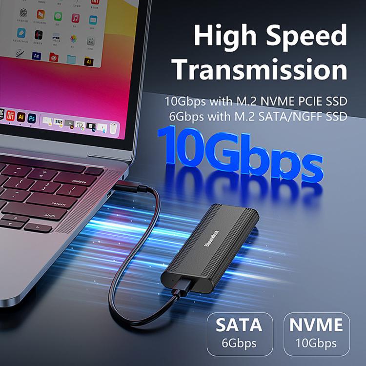 Blueendless 2821N M.2 NVME  SSD Enclosure 10Gbps Aluminum USB-C 3.2 Solid State Drives, Supports Max 8TB