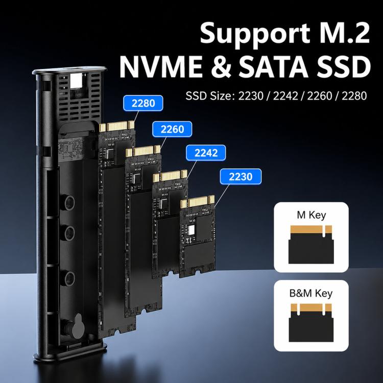 Blueendless 2821N M.2 NVME  SSD Enclosure 10Gbps Aluminum USB-C 3.2 Solid State Drives, Supports Max 8TB
