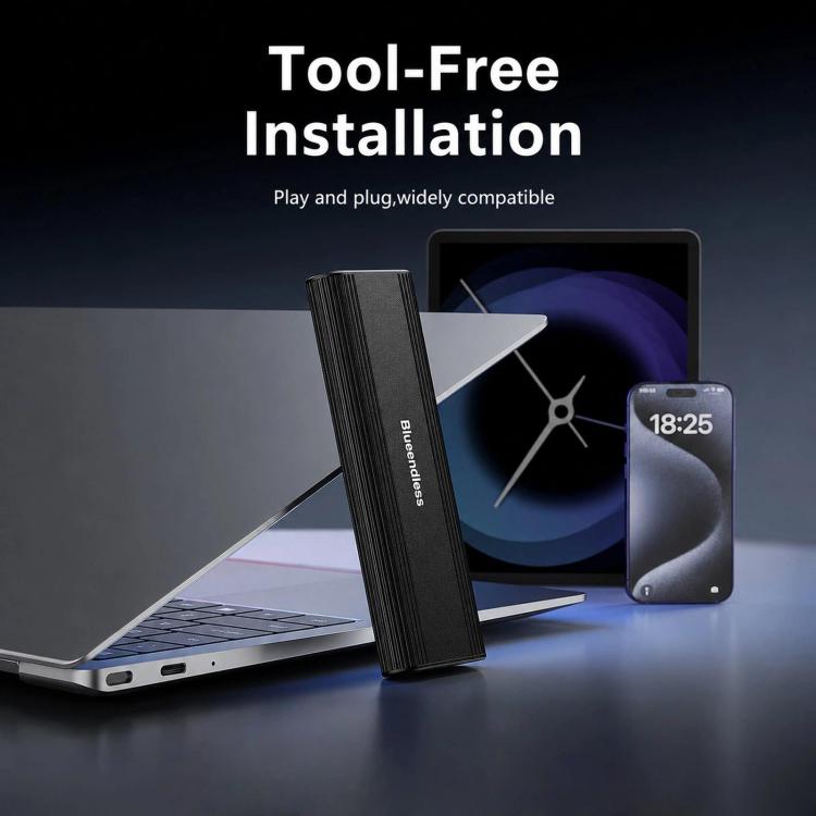 Blueendless 2821SN M.2 NVME / SATA  SSD Enclosure 10Gbps Aluminum USB-C 3.2 Solid State Drives, Supports Max 8TB