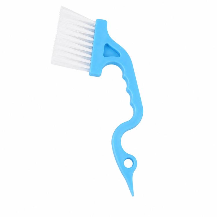 Window Track Cleaning Brush Swan-Neck Crevice Brush with Built-in Scraper, Hand-Held Groove Gap Cleaning Tools - Blue