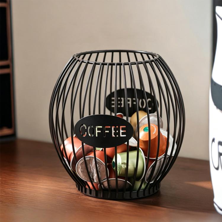 Iron Coffee Capsule Storage Rack, Open Display Stand For Coffee Shop Counter, Spec: Small Black