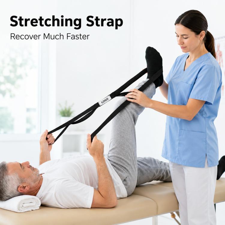 74.8-inch 10-Loop Yoga Stretch Strap Non-Elastic Stretching Strap for Physical Therapy, Hamstring Stretching, Pilates - Black