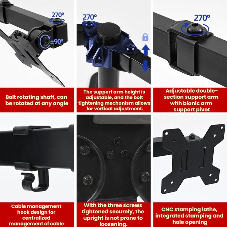 10-32 Inch Cantilever Splicing Rotating And Height-Adjustable Monitor Stand - ZX-01