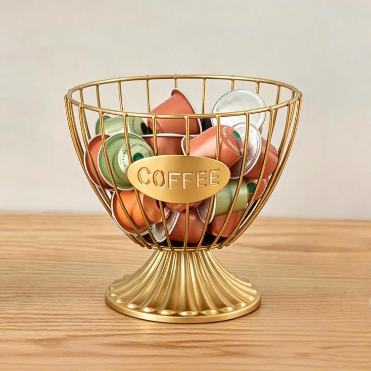 Metal Coffee Capsule Storage Rack, Large-Capacity Snack & Candy Organizer, Spec: Circle Gold