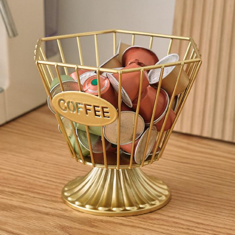 Metal Coffee Capsule Storage Rack, Large-Capacity Snack & Candy Organizer, Spec: Hexagon Gold