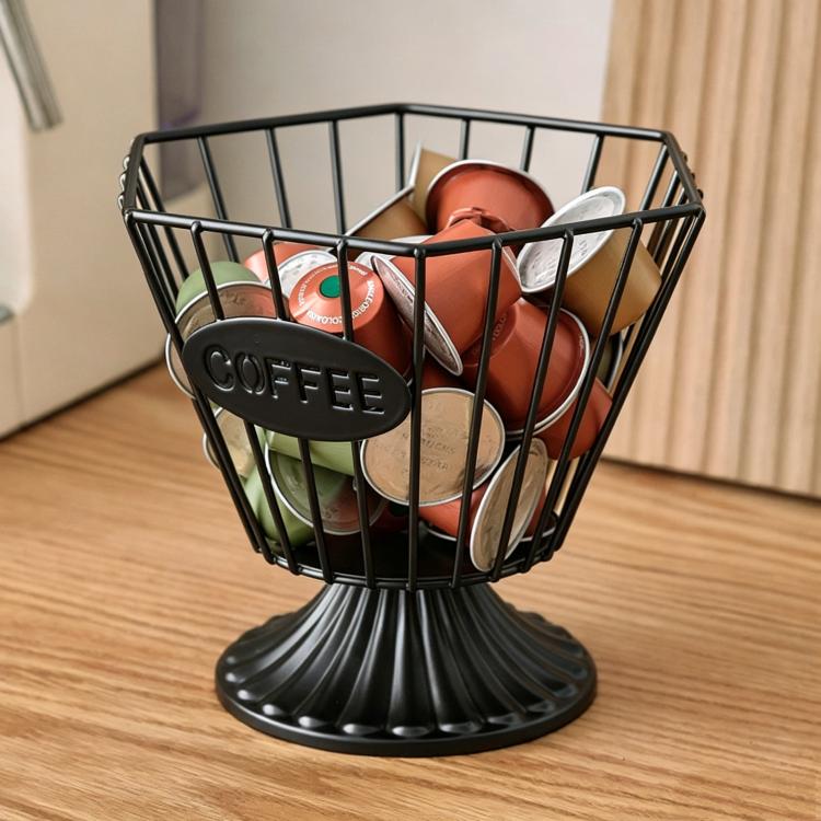 Metal Coffee Capsule Storage Rack, Large-Capacity Snack & Candy Organizer, Spec: Hexagon Black