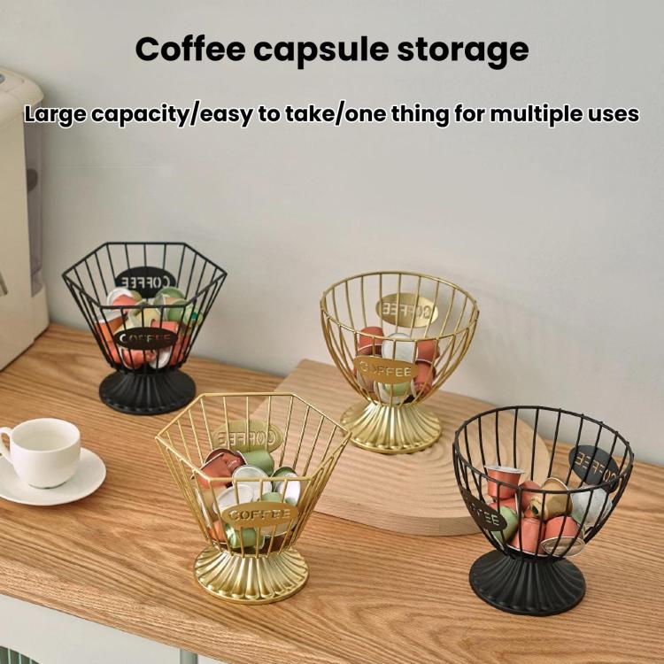 Metal Coffee Capsule Storage Rack, Large-Capacity Snack & Candy Organizer, Spec: Hexagon Black