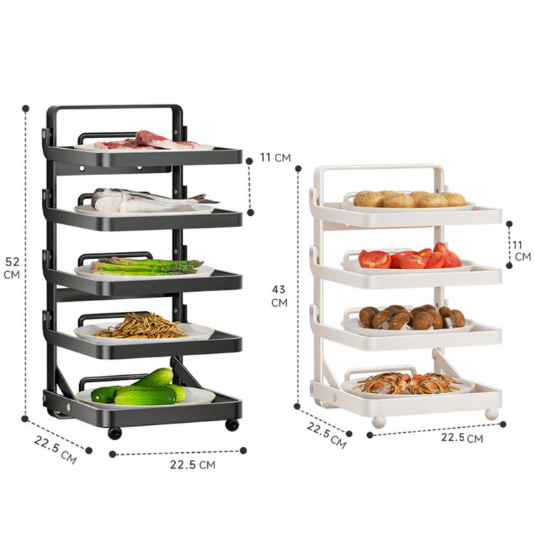 Multi-Tier Kitchen Food Preparation Rack Foldable Storage Rack, Color: White 4-layer Desktop