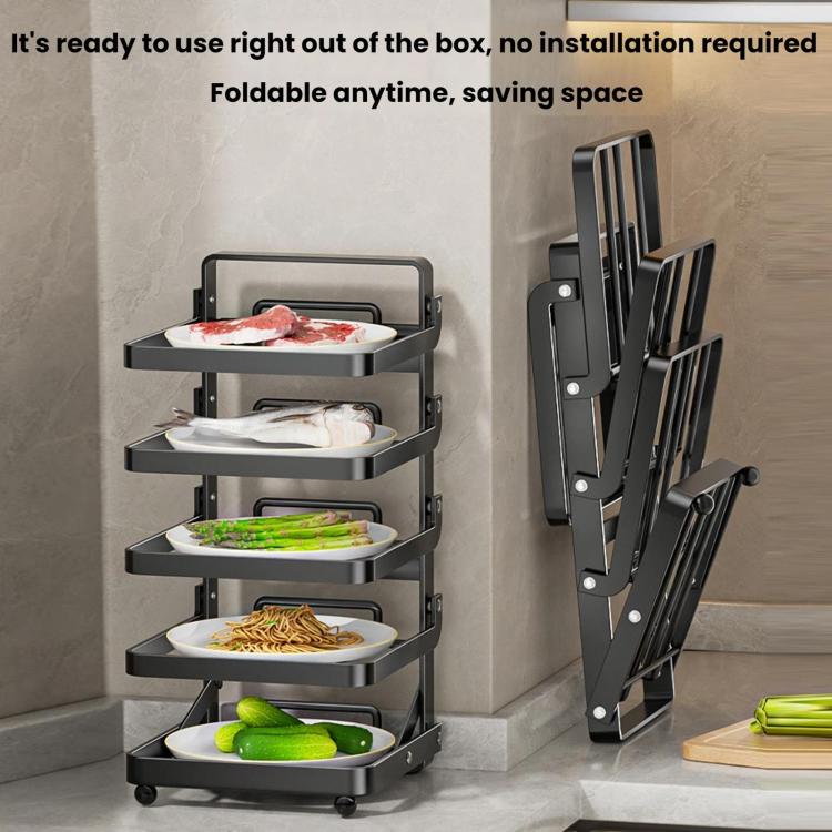 Multi-Tier Kitchen Food Preparation Rack Foldable Storage Rack, Color: White 4-layer Desktop