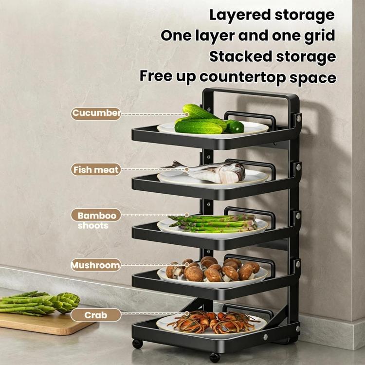 Multi-Tier Kitchen Food Preparation Rack Foldable Storage Rack, Color: White 4-layer Desktop