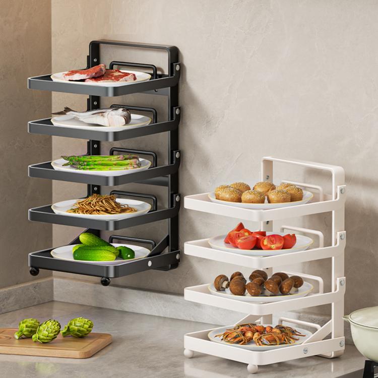 Multi-Tier Kitchen Food Preparation Rack Foldable Storage Rack, Color: White 4-layer Desktop