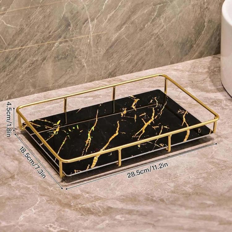 Bathroom Cosmetic Storage Rack, Vanity Countertop Tray, Spec: Large Black Gold