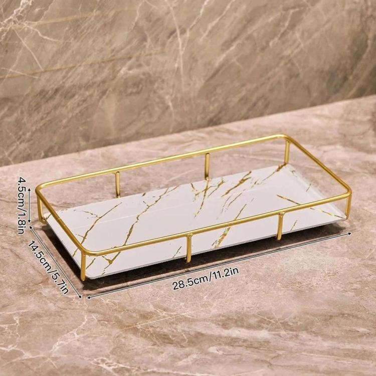 Bathroom Cosmetic Storage Rack, Vanity Countertop Tray, Spec: Small White Gold