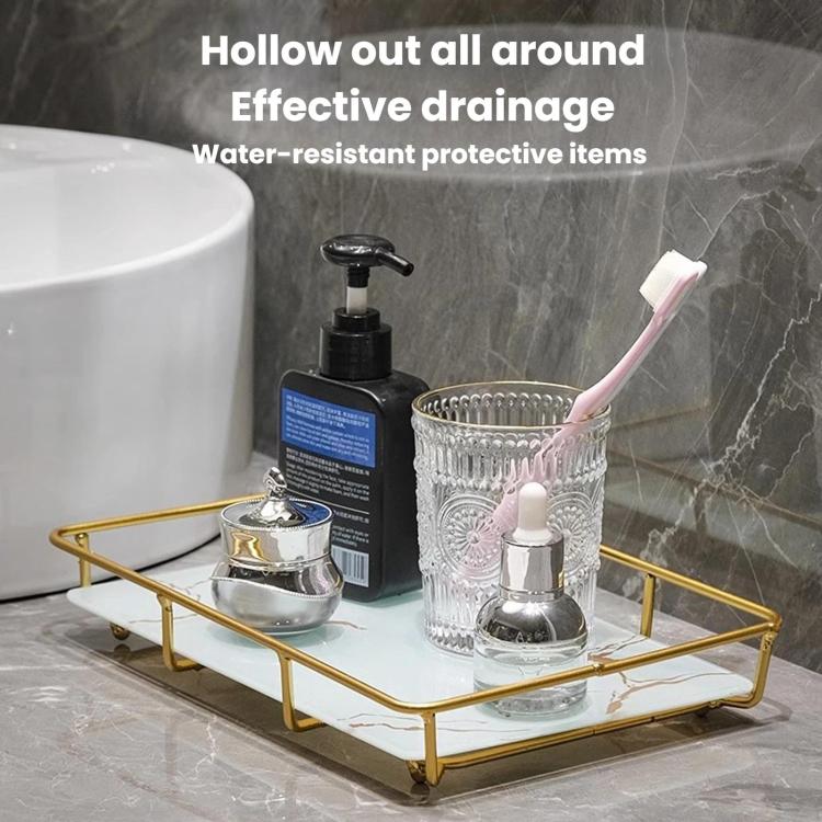 Bathroom Cosmetic Storage Rack, Vanity Countertop Tray, Spec: Small Black Gold