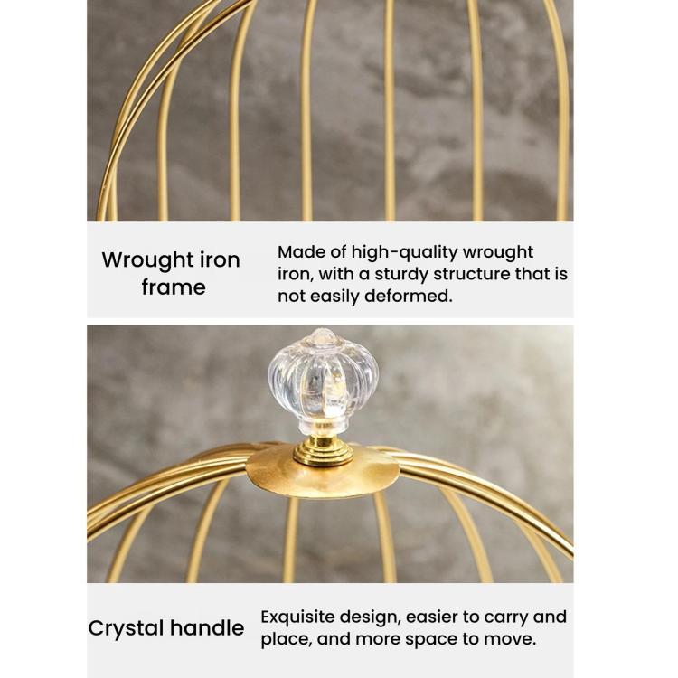 Iron Birdcage-Shaped Bathroom Cosmetic Storage Box, Desktop Lipstick & Facial Mask Organizer, Spec: 1-Layer White Gold