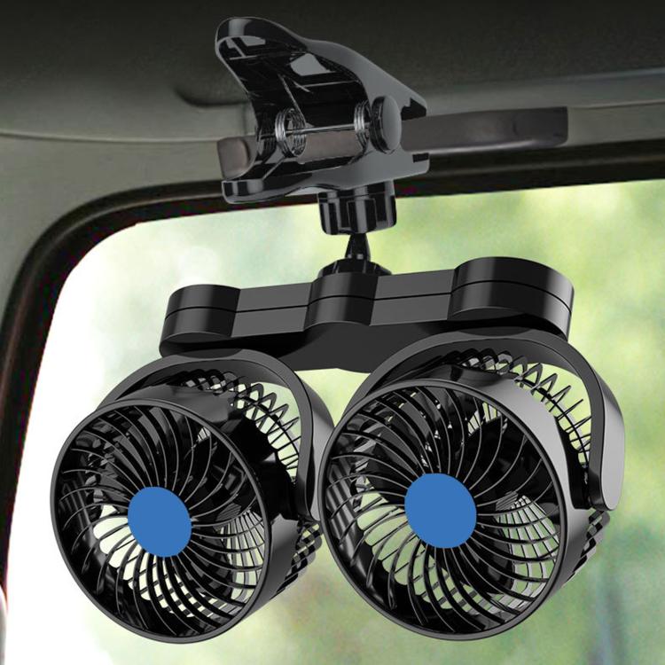 Mitchell Clip-On Stepless Speed Control Portable Dual-Head High-Power Car Fan, Specification: 4 inch 5V - English