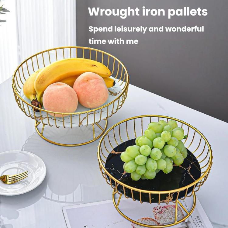 Home Iron Round Fruit & Candy Plate, Desktop Snack & Pastry Tray, Spec: Small Black Gold