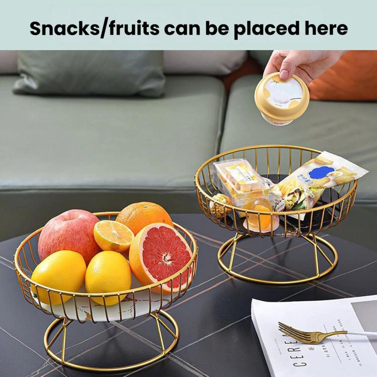 Home Iron Round Fruit & Candy Plate, Desktop Snack & Pastry Tray, Spec: Small Black Gold