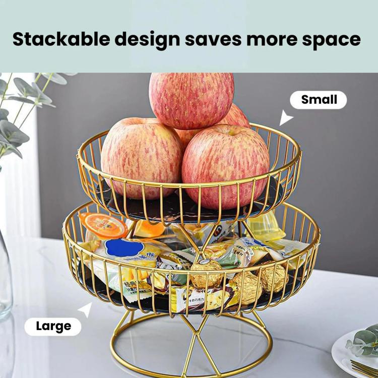 Home Iron Round Fruit & Candy Plate, Desktop Snack & Pastry Tray, Spec: Small Black Gold