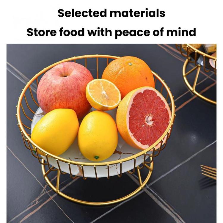 Home Iron Round Fruit & Candy Plate, Desktop Snack & Pastry Tray, Spec: Small Black Gold