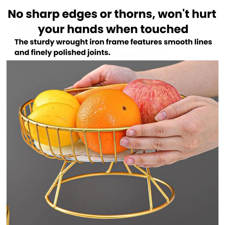 Home Iron Round Fruit & Candy Plate, Desktop Snack & Pastry Tray, Spec: Small Black Gold