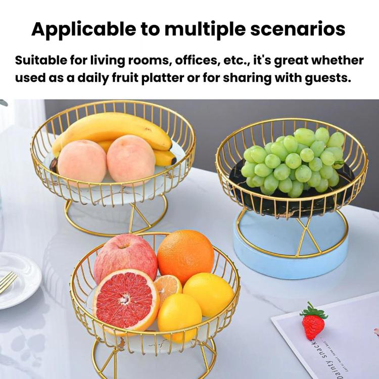 Home Iron Round Fruit & Candy Plate, Desktop Snack & Pastry Tray, Spec: Small Black Gold