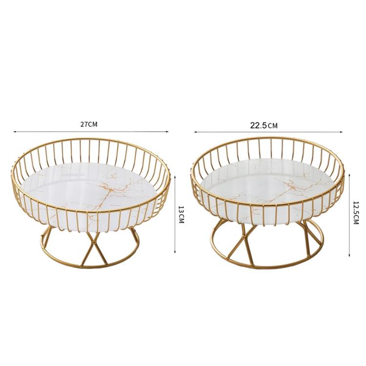 Home Iron Round Fruit & Candy Plate, Desktop Snack & Pastry Tray, Spec: Small White Gold