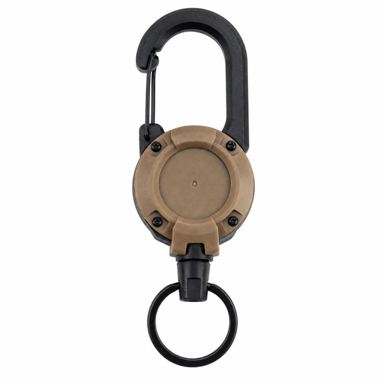 Retractable Keychain Heavy Duty Carabiner Key Reel With 0.9mm Steel Wire Cord Anti-Lost Badge Holder For Belt Loop Outdoor Hiking Camping - Khaki
