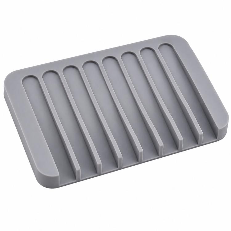 Silicone Soap Dish Self-Draining Bar Soap Holder Flexible Unbreakable Soap Saver Tray for Bathroom Shower, Bathtub and Kitchen Sink - Deep Gray