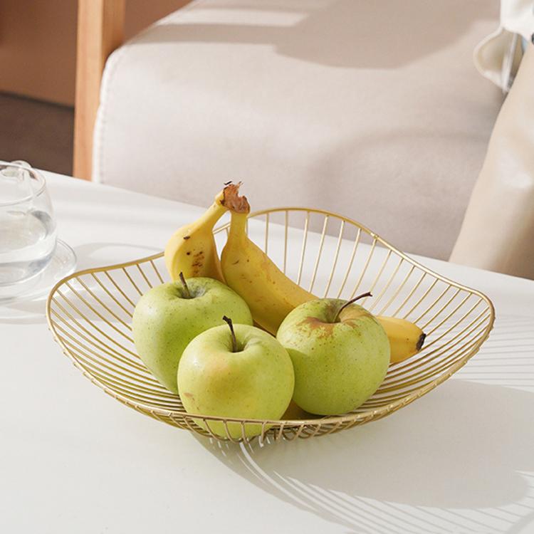 Iron Storage Fruit Basket, Living Room Decorative Candy & Snack Fruit Plate, Spec: Low Gold