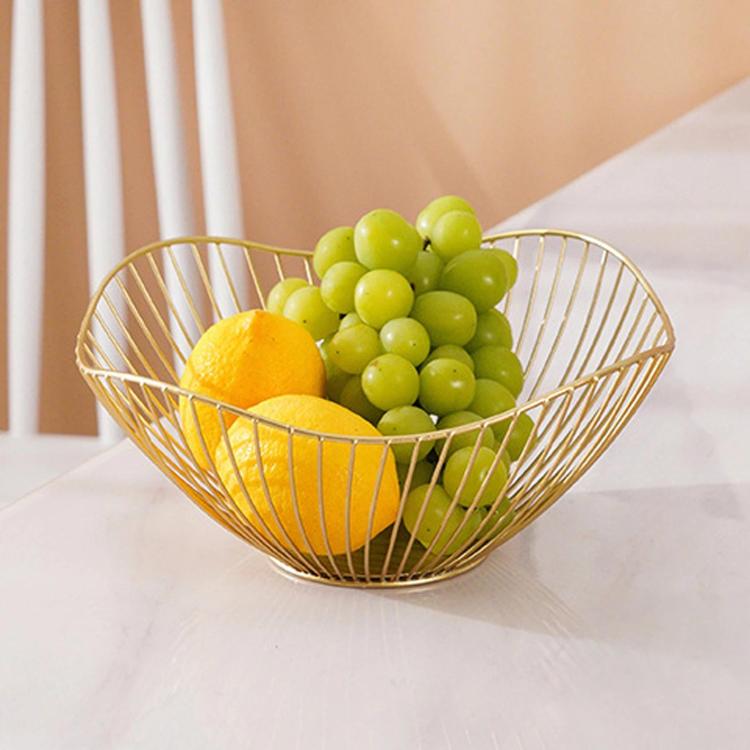 Iron Storage Fruit Basket, Living Room Decorative Candy & Snack Fruit Plate, Spec: High Gold