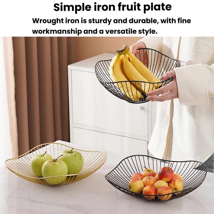 Iron Storage Fruit Basket, Living Room Decorative Candy & Snack Fruit Plate, Spec: Low Gold