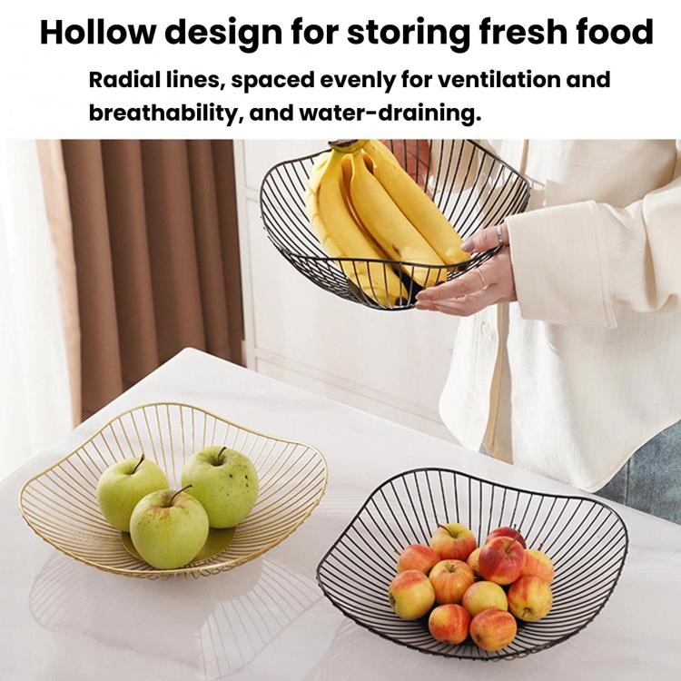 Iron Storage Fruit Basket, Living Room Decorative Candy & Snack Fruit Plate, Spec: High Gold