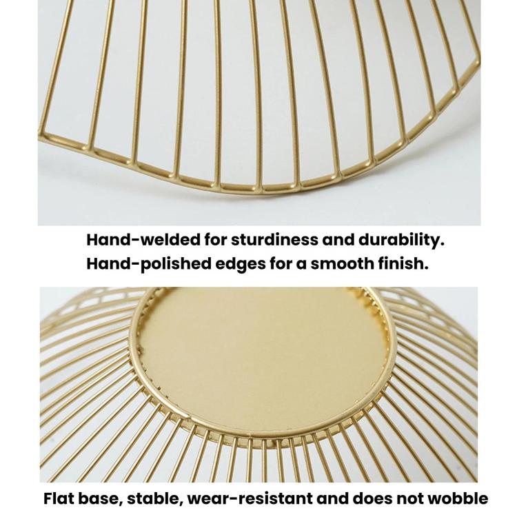 Iron Storage Fruit Basket, Living Room Decorative Candy & Snack Fruit Plate, Spec: High Gold