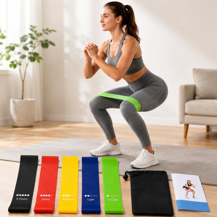 5-in-1 Resistance Loop Bands TPE Exercise Bands Workout Set with Storage Bag 600 x 50mm