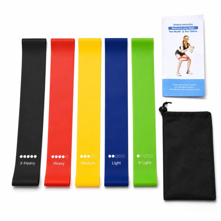 5-in-1 Resistance Loop Bands TPE Exercise Bands Workout Set with Storage Bag 600 x 50mm