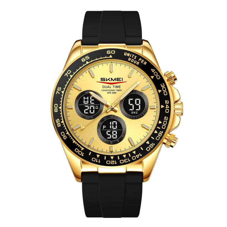 SKMEI 2588 Men Business Silicone Strap Watch Multifunctional Luminous 30m Life Waterproof Digital Watch