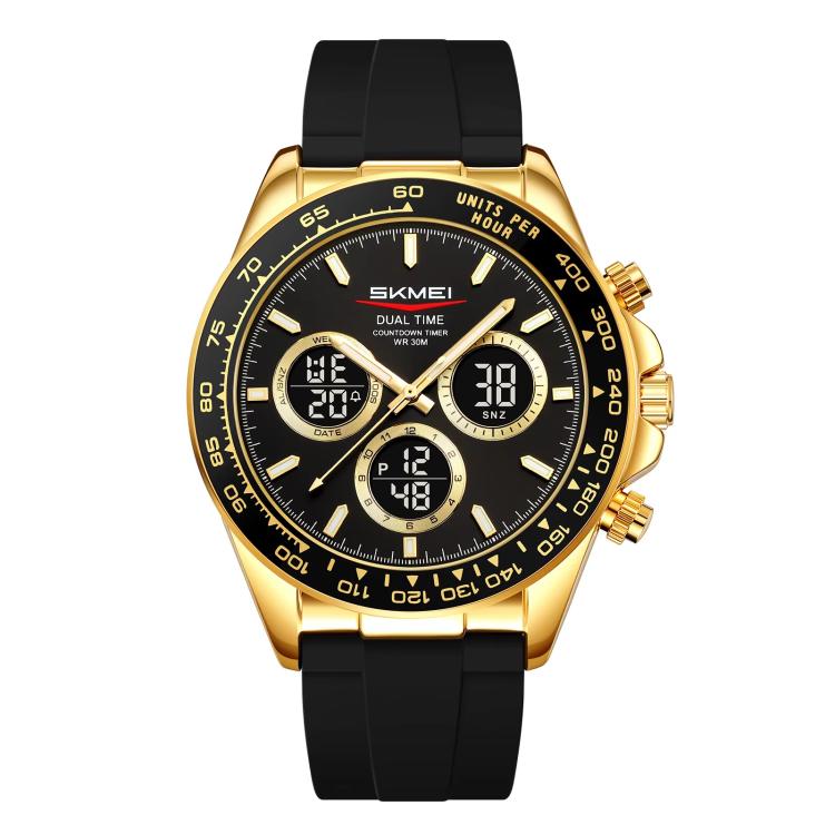 SKMEI 2588 Men Business Silicone Strap Watch Multifunctional Luminous 30m Life Waterproof Digital Watch