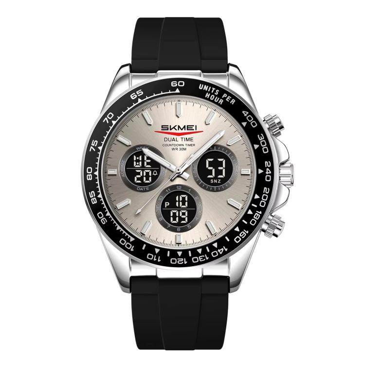 SKMEI 2588 Men Business Silicone Strap Watch Multifunctional Luminous 30m Life Waterproof Digital Watch