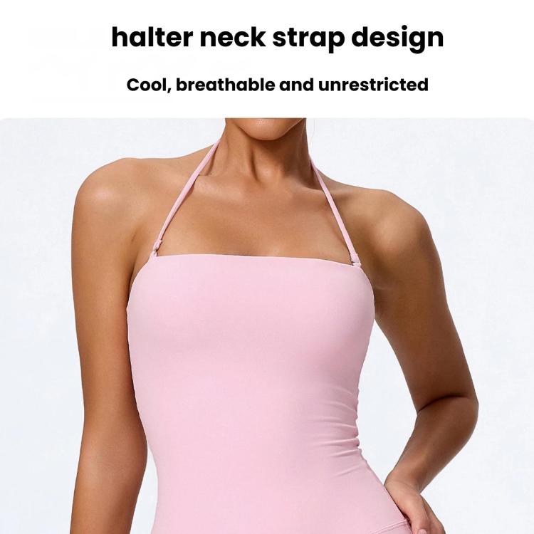 Hip-Lift Halter One-Piece Yoga Jumpsuit, Women Casual Flared Fitness Yoga Outfit, Size: M